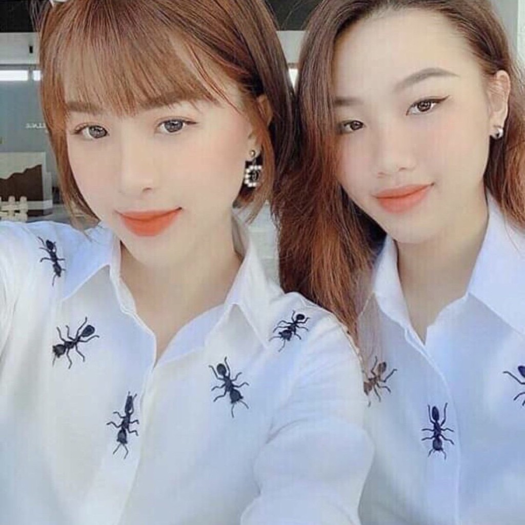 Shop Bán Áo Sơ Mi Nam Nữ vải lụa thêu kiến Hot Hit dài tay form rộng dài freesize màu trắng thời trang hiện đại giá rẻ