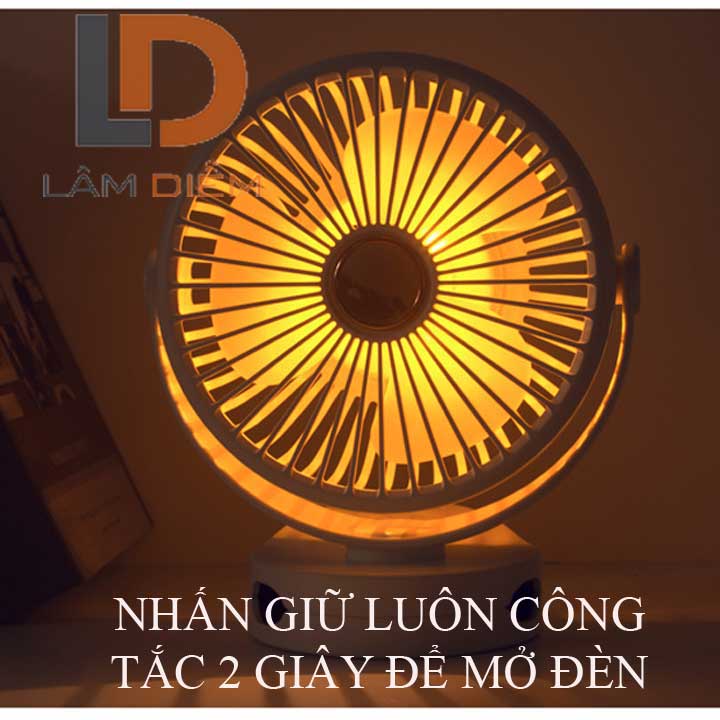 Quạt sạc kẹp bàn có đèn led siêu mát nđ 2118 - 2006