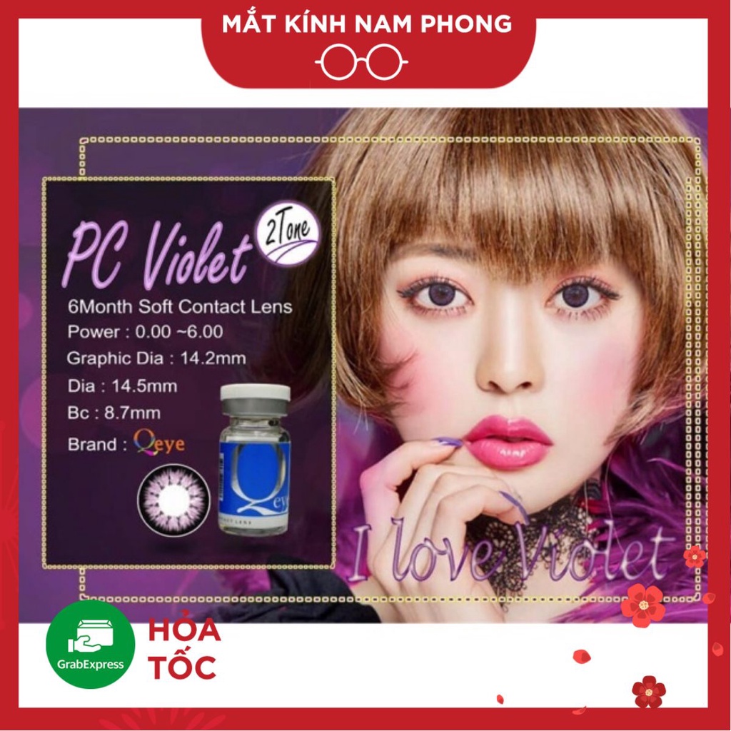 KÍNH ÁP TRÒNG MÀU TÍM PC VIOLET 6 THÁNG HÀN QUỐC QEYE