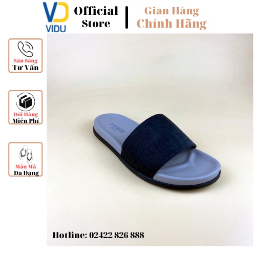 Dép nam thời trang FENDI ViDu 21111 màu đen ghi đế cao su chắc chắn, siêu êm