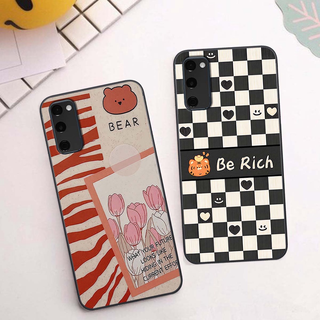Ốp Samsung S20 Fe gấu Bear rick caro vuông thời trang siêu đẹp