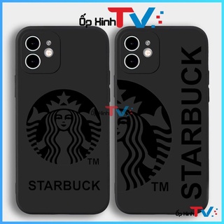 Ốp lưng iPhone Starbucks cạnh viền vuông silicon mềm dẻo bảo vệ camera cho iphone 6/6s/7/8/X/XS/Xr/11/12/13 Pro Plus Max