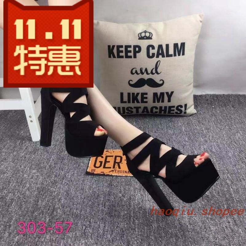 giày cao gót sandal nữ đế thô cao 15cm gợi cảm