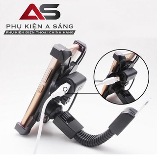 Kẹp điện thoại gắn xe máy kiêm bộ sạc usb điện thoại gắn trên mô tô, xe máy, xe đạp...