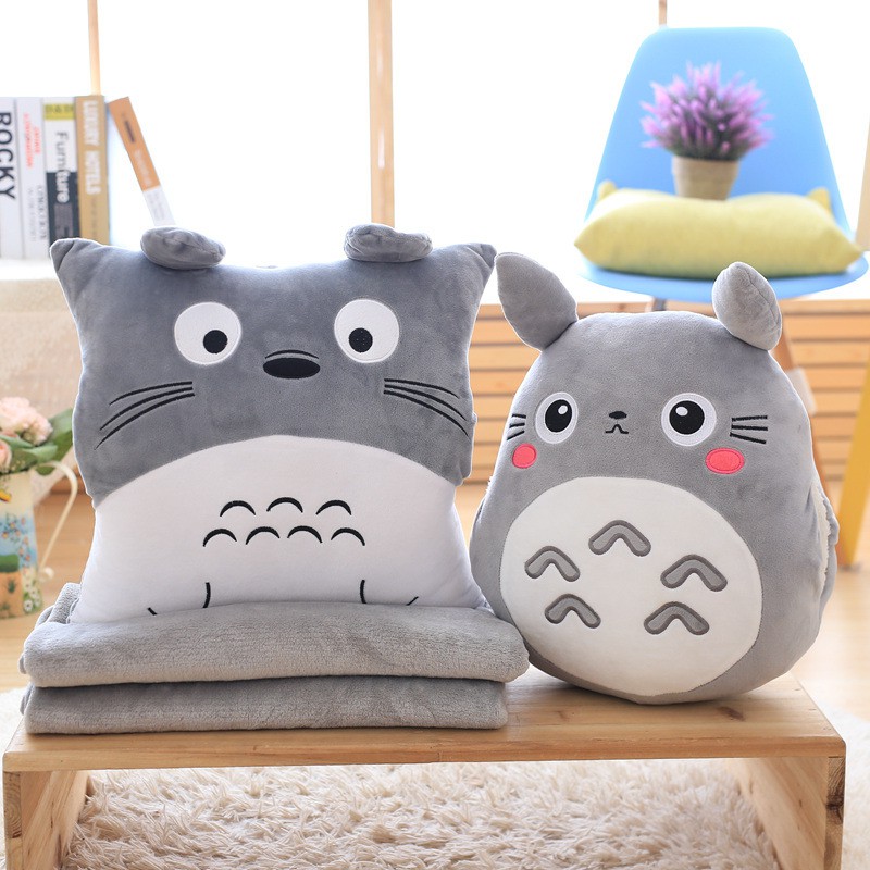 Bộ Chăn Gối 3 Trong 1 Giữ Ấm Tay Hình Totoro Đáng Yêu