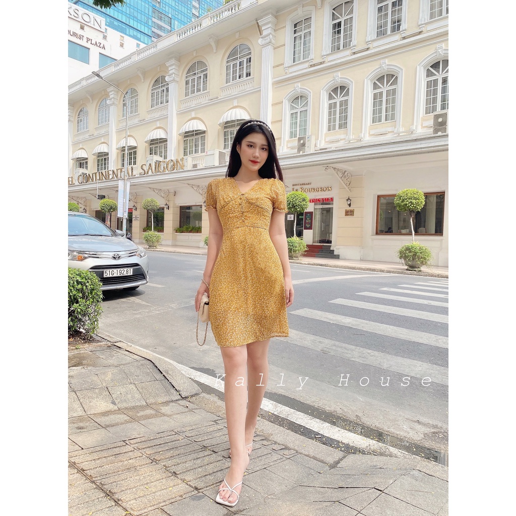 Đầm voan bông vàng