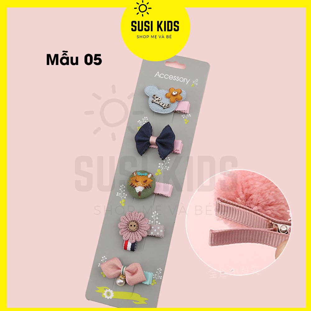 Set 5 Kẹp Tóc Cho Bé Gái Phong Cách Hàn Quốc Siêu Đáng Yêu