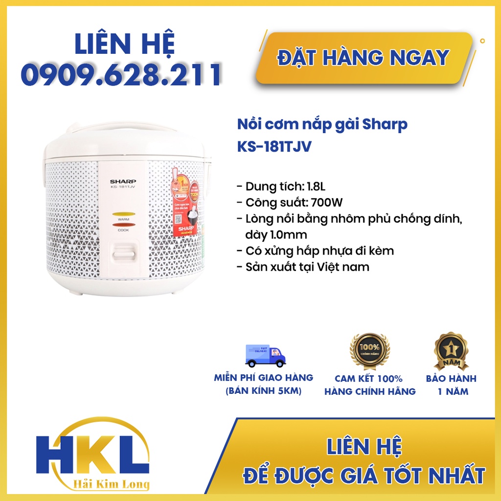 Nồi cơm nắp gài Sharp KS-181TJV