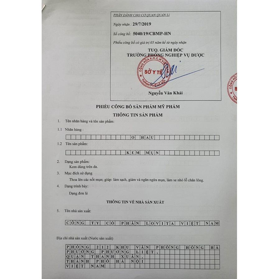 Kem giảm mụn giảm thâm OHAU, chiết xuất thiên nhiên, an toàn, hiệu quả - Hàng Chính Hãng - Hũ 15Gr ♥️ KMUNOHAU