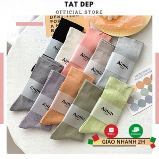 Tất nữ cổ cao 10 màu pastel AIMIN vớ nữ chất mịn phong cách cô gái Nhật Bản