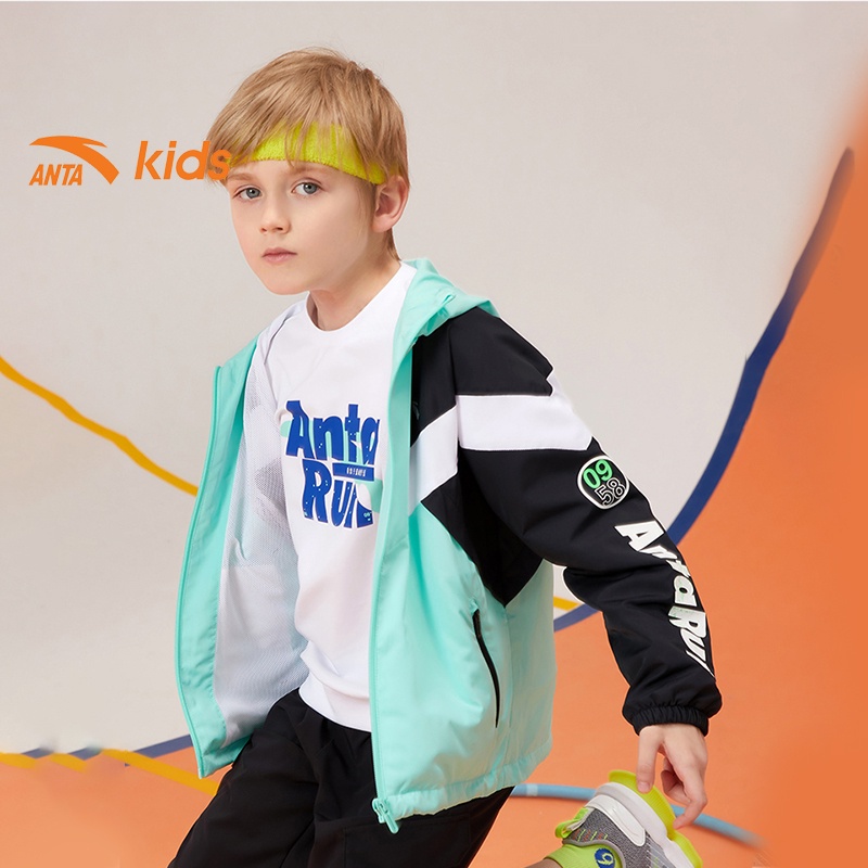 Áo khoác thời trang bé trai Anta Kids 352135642 chất gió mỏng nhẹ, chống nước cản gió
