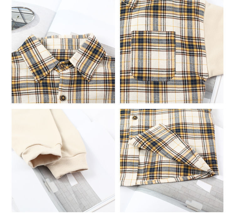 Áo sơ mi dài tay họa tiết caro phong cách Hàn Quốc thời trang mùa thu cho bé trai