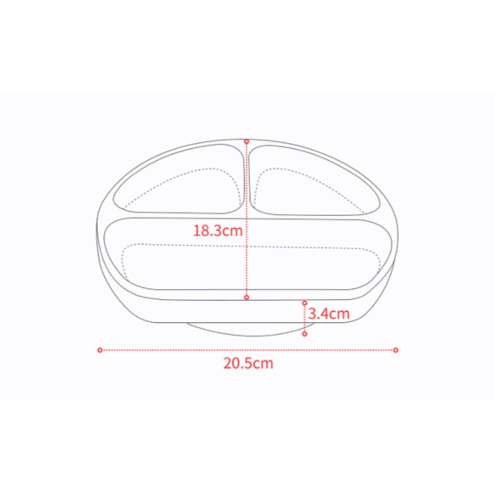 Khay ăn dặm silicon chống đổ đế hút chân không an toàn cho bé