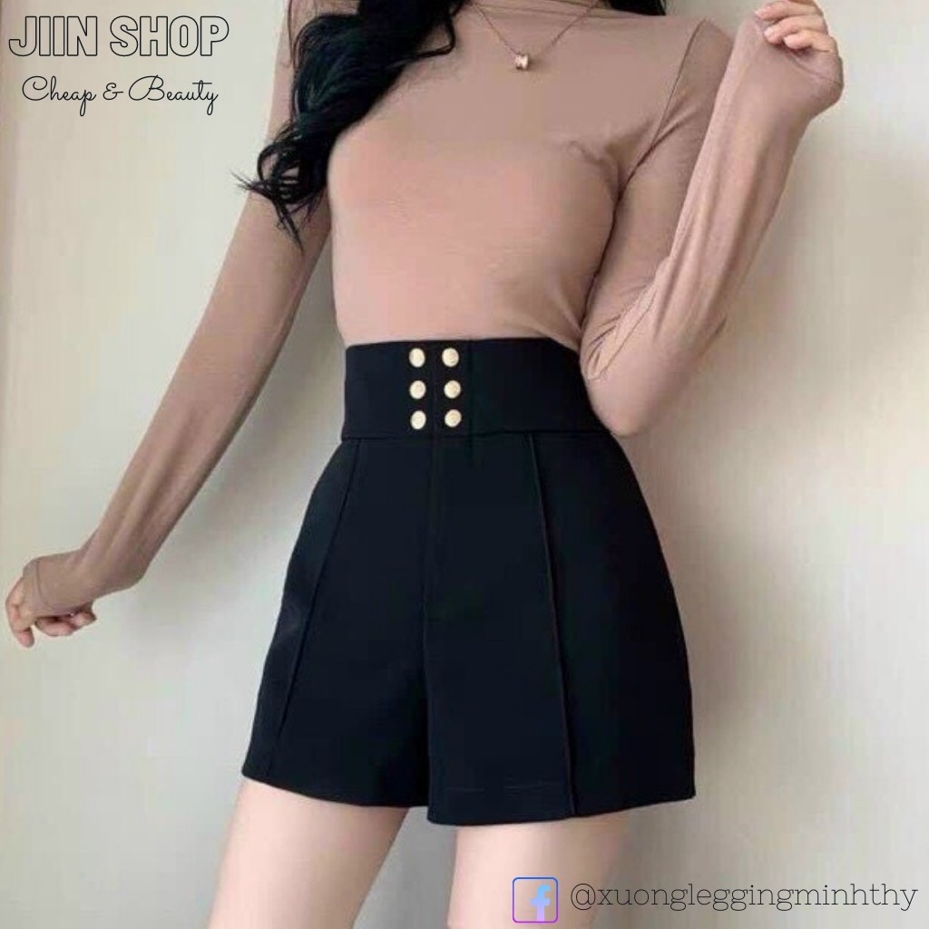 Quần sooc cạp cao khuy cách điệu , phong cách Hàn Quốc by Jiin shop | BigBuy360 - bigbuy360.vn