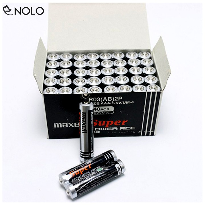 Hộp 40 Viên Pin Tiểu Mini R03 AAA 1,5V Maxell Dòng Super Power ACE Tem Bảo Đảm