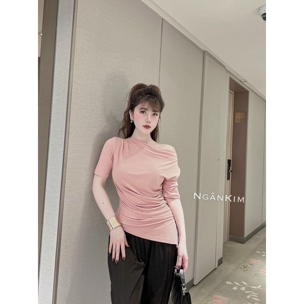 ÁO TRỄ VAI NHÚM VẠT NHỌN CHẤT ĐẸP MS10781