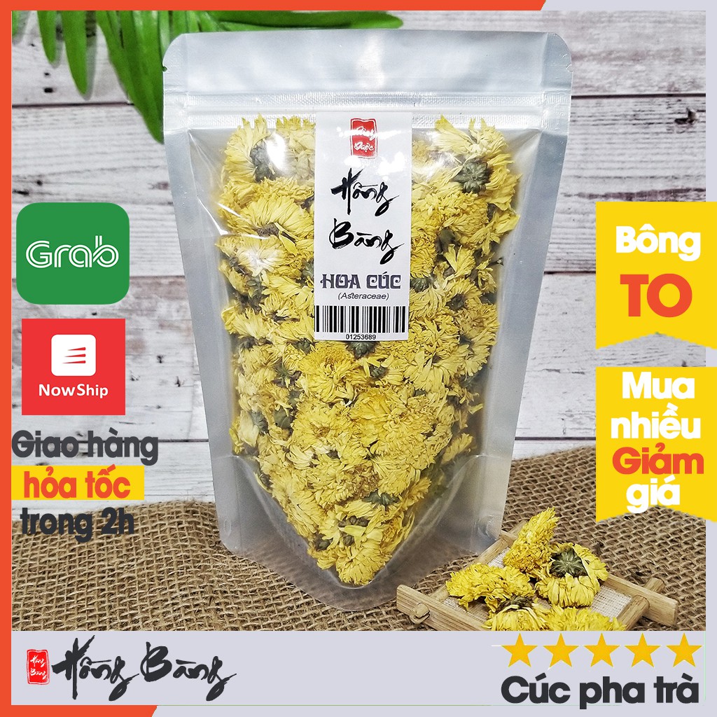 HOA CÚC VÀNG 100g Hồng Bàng (hoa cúc khô pha trà, bông nở to trong nước bổ dưỡng đẹp da chống lõa hóa, làm trà sâm)