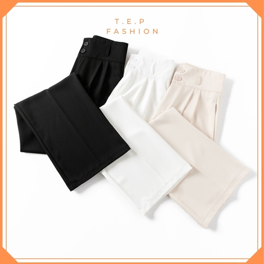 Quần Ống Rộng Nữ Lưng Cao Hai Cúc Tôn Dáng Chân Dài Phong Cách Hàn Quốc Tep Fashion - QOR007 | BigBuy360 - bigbuy360.vn