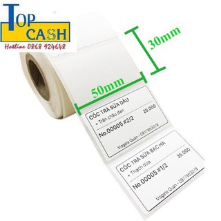 ✅GIẤY IN MÃ VẠCH - DECAL IN NHIỆT LOẠI 1 TEM / 1 HÀNG CHUẨN (50 X30mm )Sử dùng nhiều các Quán Trà Sữa