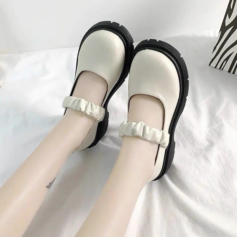 Giày búp bê lolita quai nhún bèo Luhana thời trang sẵn hàng.Ms: LOLITA QUAI NHÚN