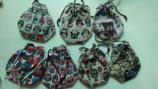 Túi chéo rút dây thổ cẩm baby 2 trong 1  đựng chìa khóa và điện thoại, sóc con  - tui cheo TCTL0088