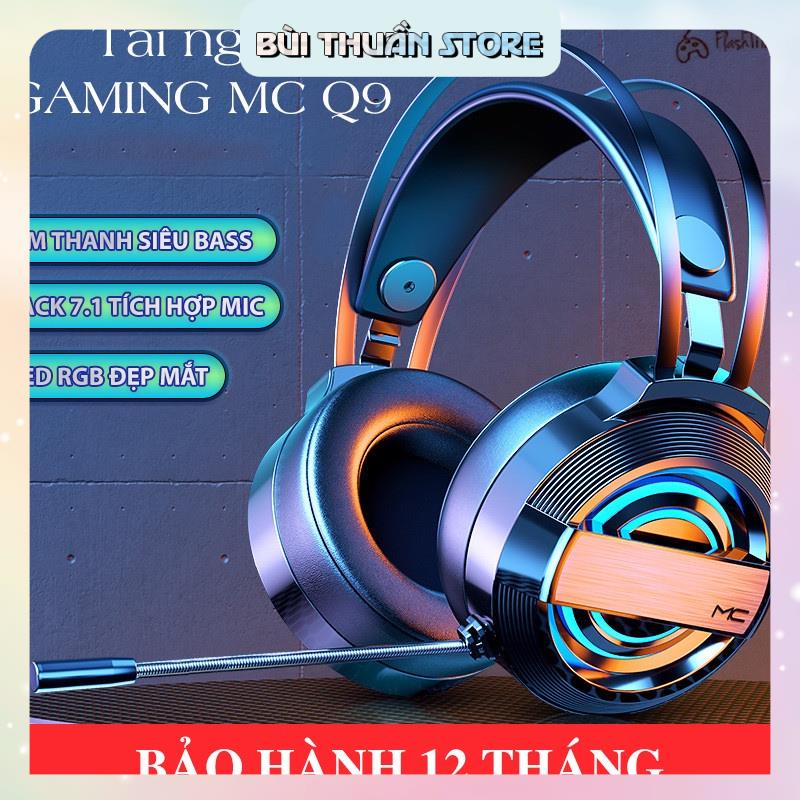 Tai nghe chụp tai máy tính GAMING MC Q9 có đèn LED đổi màu, có mic đàm thoại, headphone chơi game trên laptop, pc