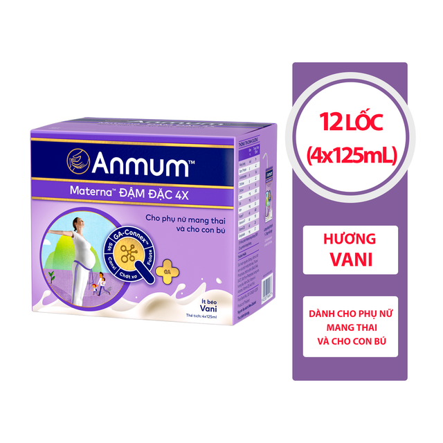 Thùng 12 lốc Sữa nước Anmum Materna Concentrate Đậm Đặc 4X Hương Vanilla