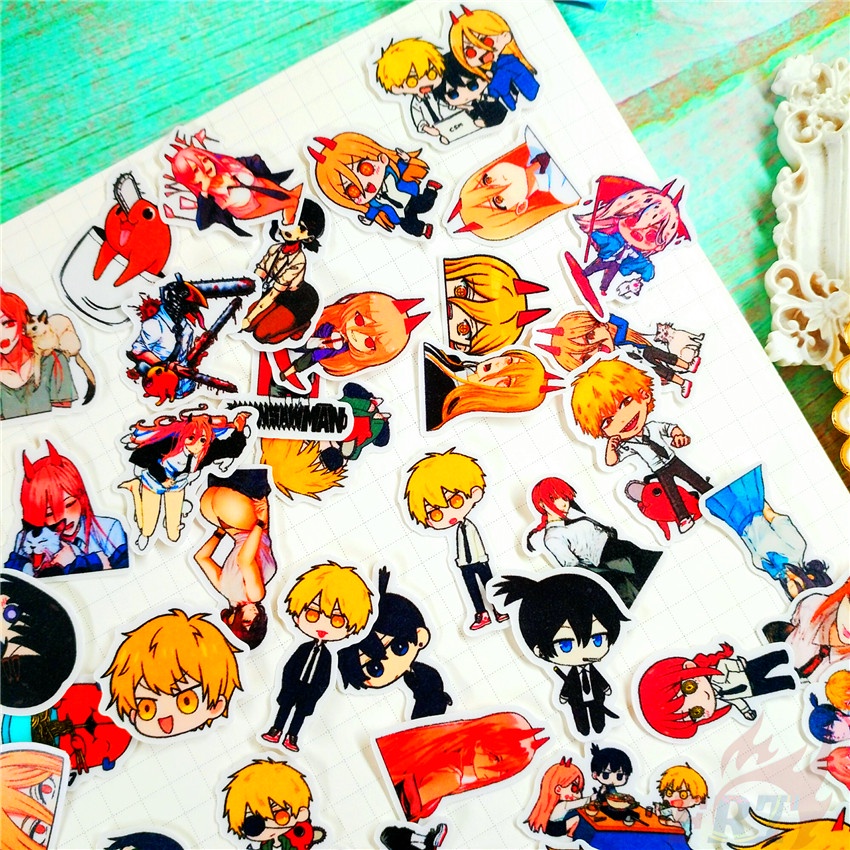 ★★★ Chainsaw Man Q-2 Mini Diary Manual Stickers ★★★ 60Pcs/Set DIY Fashion Scrapbooks Album Decor Decals Stickers（Size: 2~3cm）