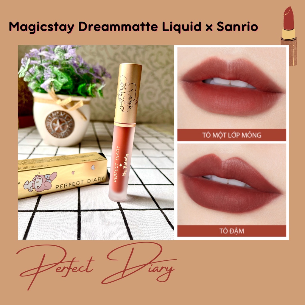 Perfect Diary - Son lì Magicstay Dreammatte Liquid Lipstick x Sanrio