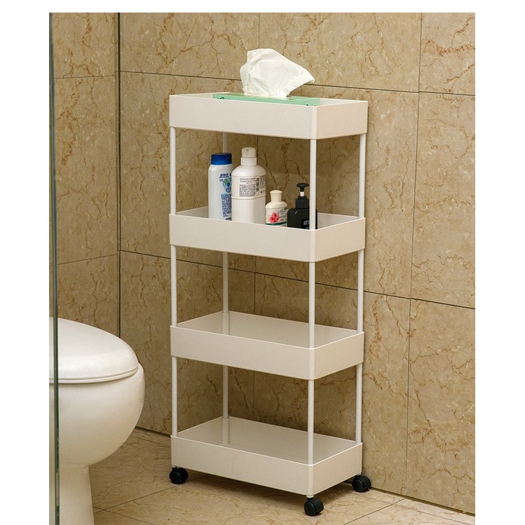 Kệ đựng đồ đa năng 3,4 tầng có bánh xe xoay 360 độ kệ bỉm sữa lắp ghép đa năng đựng mỹ phẩm dầu gội để nhà tắm