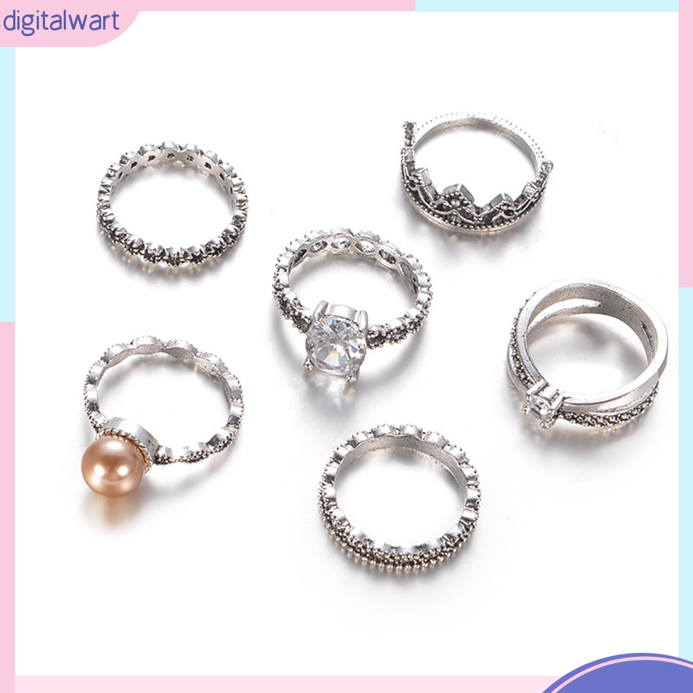 Set 6 nhẫn nữ họa tiết đa dạng thời trang