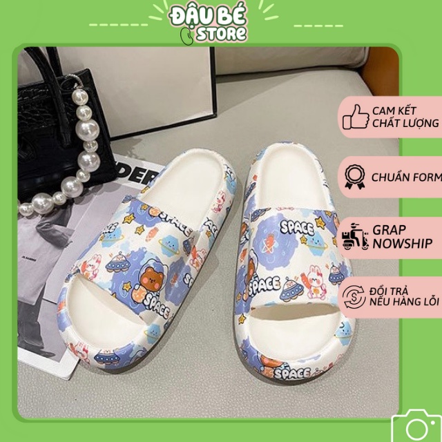 Dép Đế Bánh Mì Ulzzang Hoạt Hình Siêu Xinh Cho Nữ - Dép Quai Ngang Phối Màu Siêu Êm Chống Trơn Trượt - Daube - D026