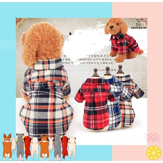 Áo sơ mi sọc caro dễ thương cho cún cưng