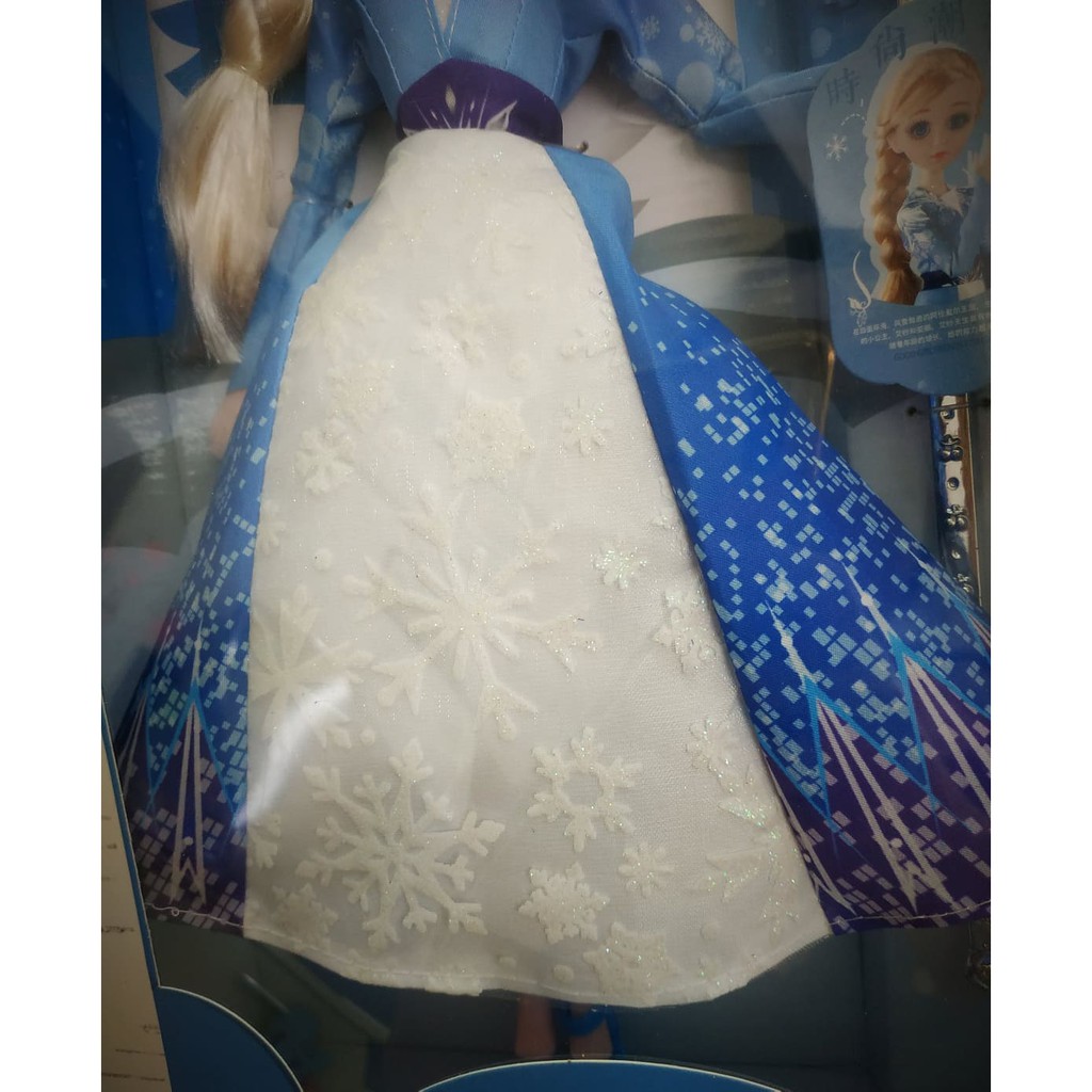 Búp bê nữ hoàng băng giá Frozen Elsa cao 37cm mắt ngọc nhắm - mở có khớp tay chân mặc váy bông tuyết lấp lánh