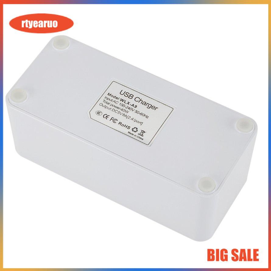 8-port Usb Mobile Phone Charger Lcd Digital Display 5V 8A 40W Intelligent Jack