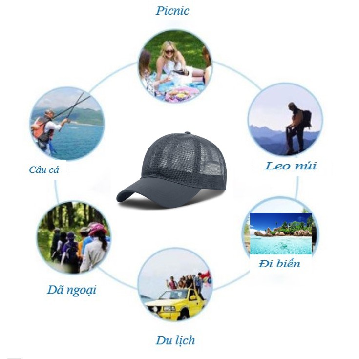 Nón kết lưới, Mũ lưỡi trai lưới nam nữ cao cấp, kiểu dáng thể thao,thoáng khí, siêu nhẹ