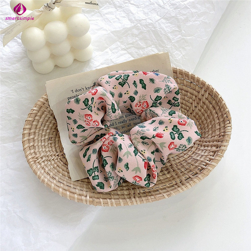 Dây Buộc Tóc Co Dãn Họa Tiết Hoa Phong Cách Retro Cho Nữ