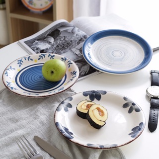 Đĩa sứ vintage nhiều màu sắc - 19cm