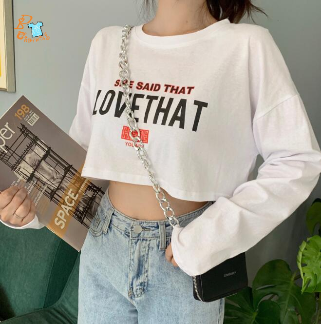 Áo Croptop Form Rộng Thời Trang Theo Phong Cách Hàn Quốc Dành Cho Nữ