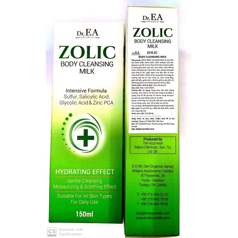 Sữa tắm Zolic Body Cleansing Milk Dr.EA Giảm Mụn Cơ Thể_Viêm Nang Lông (Chai 150ml)