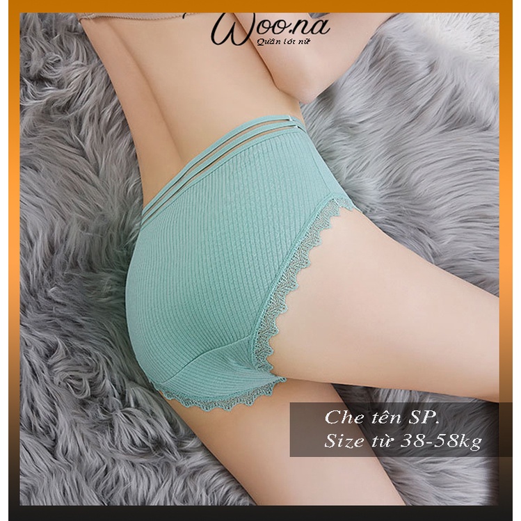 Quần lót nữ cotton gân tâm cạp lưới phối viền Size 38-58kg. Quần Lót nữ Kháng Khuẩn Trơn nhiều màu sexy.