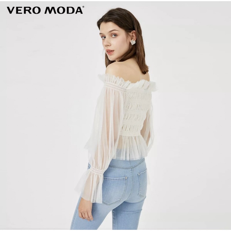 Vero Moda áo voan co giãn xếp nếp cho nữ size M new tag