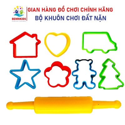 Phụ Kiện Đồ Chơi Đất Nặn Bộ 9 Món Khuôn Và Con Lăn SATO Bằng Nhựa An Toàn Cho Bé