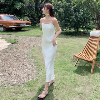 [ ORDER ] Đầm dây dài lụa satin ánh kim xếp ly