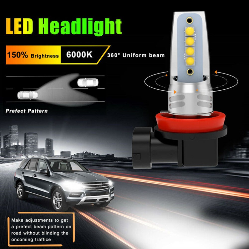 Bóng ĐèN LED ChốNg NướC MàU TrắNg 20800LM 6000K H11 H8 H9