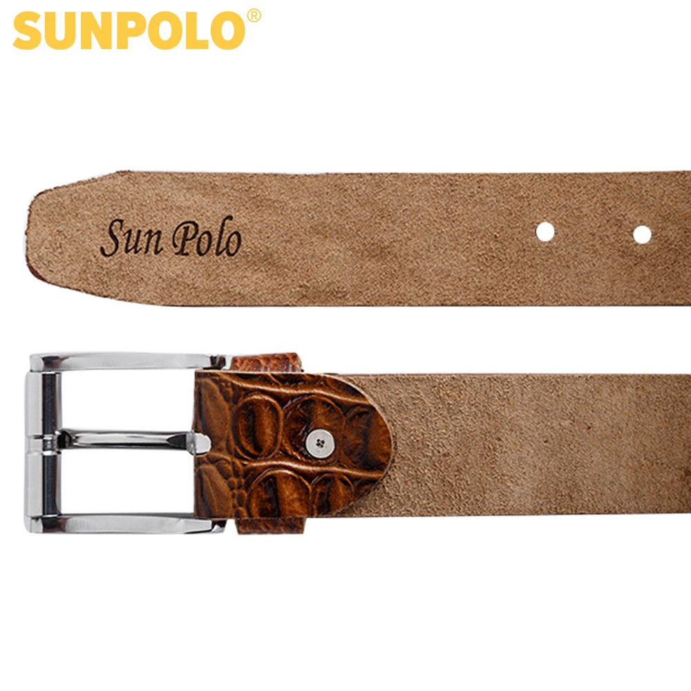 Thắt lưng nam da bò SUNPOLO Đen Nâu Bò - BS06DNB