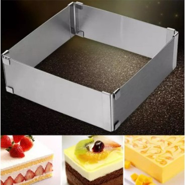 Khuôn ring mousse vuông có điều chỉnh kích thước 16cm - 28cm