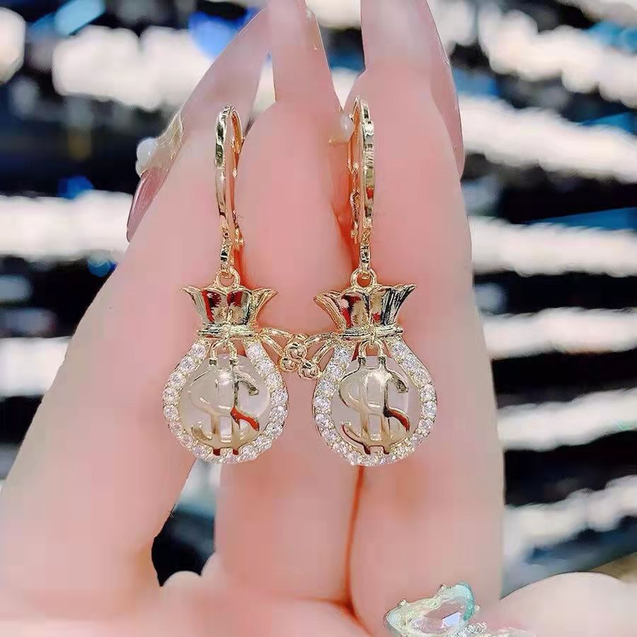 Khuyên Tai Đính Đá Opal Phong Cách Hàn Quốc