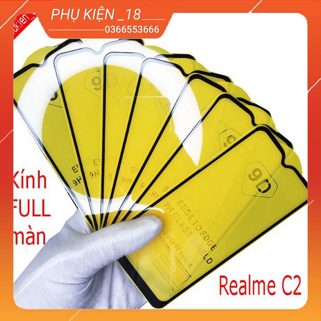 Cường lực REALME 2, REALME 3, REALME C2 FULL màn hình , Tặng kèm giấy lau kính khô và ướt PHUKIEN_29