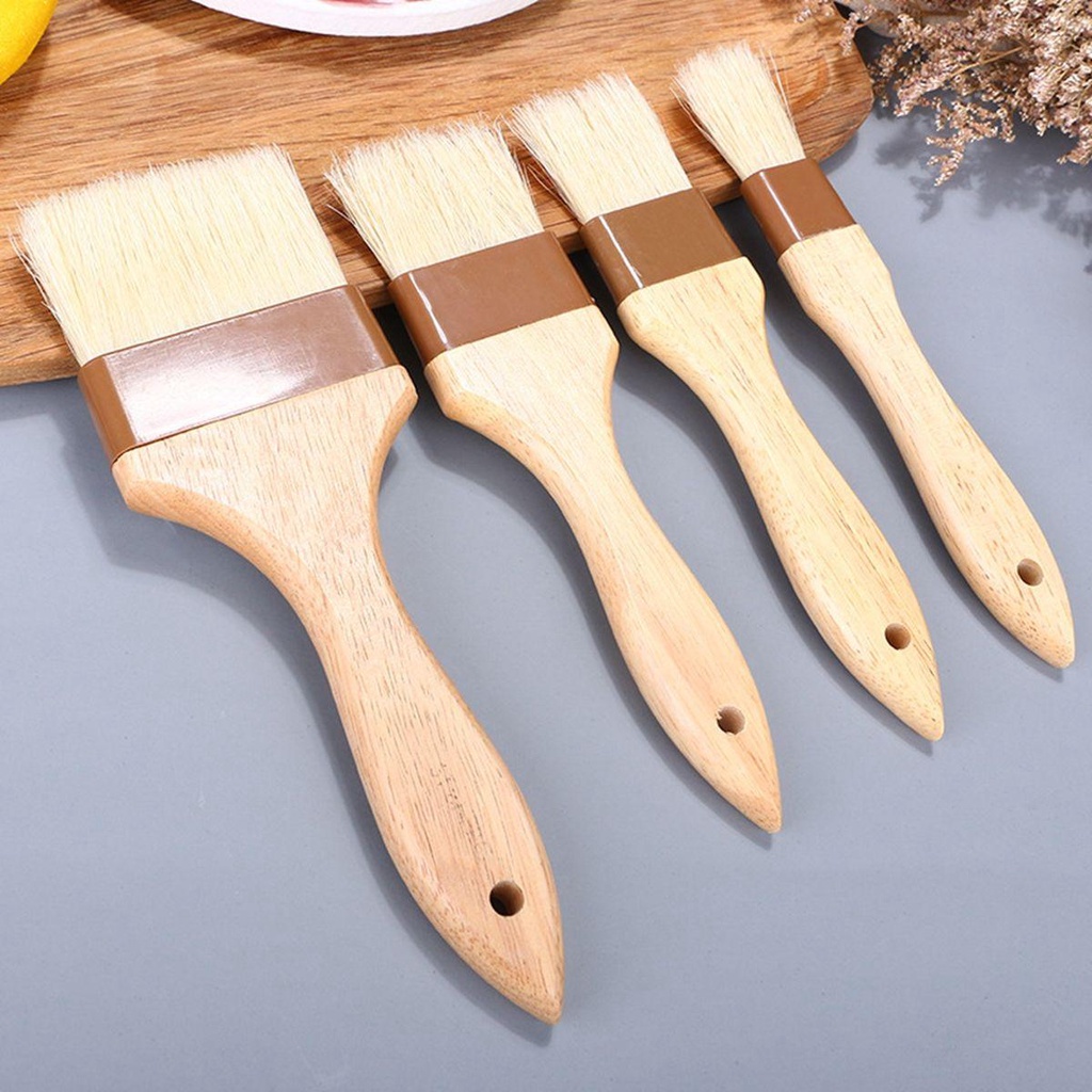 HARRIETT Cọ Phết Dầu Nướng BBQ Với Tay Cầm Bằng Gỗ Tiện Dụng